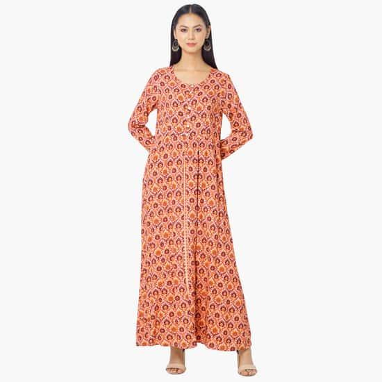indya-women-printed-maxi-dress-with-button-placket