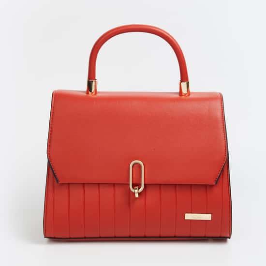 code-women-solid-twist-lock-flap-closure-handbag
