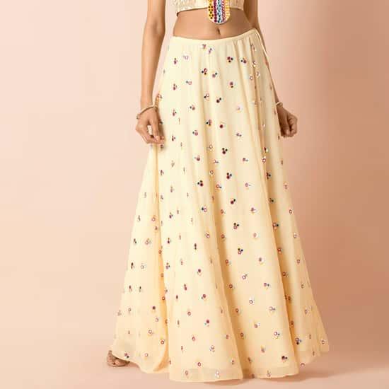 INDYA Women Mirror Embellished A-line Skirt