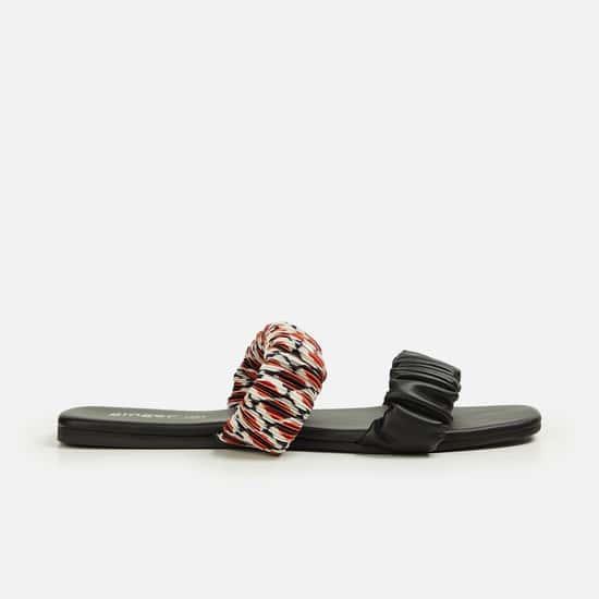 GINGER Women Textured Two-Strap Flat Sandals