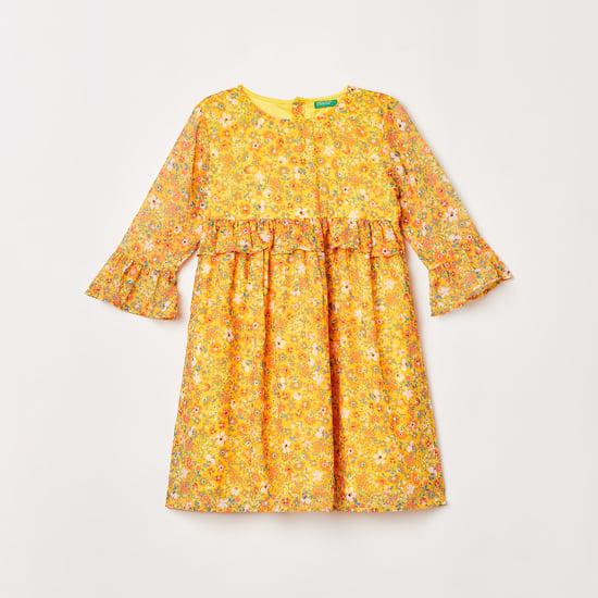 UNITED COLORS OF BENETTON Girls Floral Print A-Line Dress
