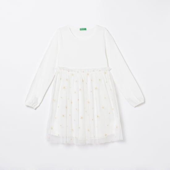 UNITED COLORS OF BENETTON Girls Printed Layered A-Line Dress