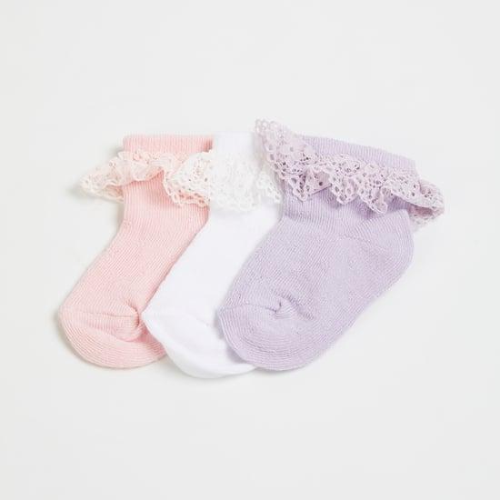 FAME FOREVER Girls Textured Socks - Pack of 3 - 0-2 Years