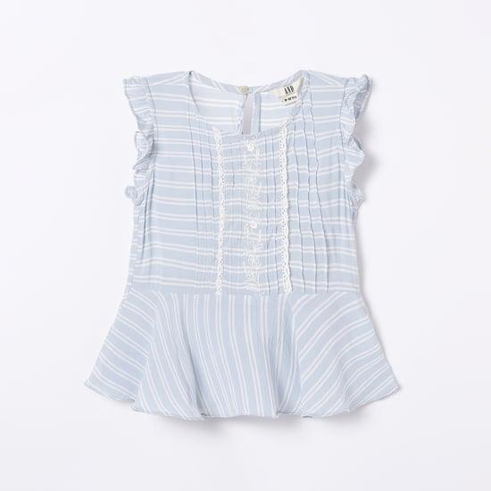 AND Girls Striped Ruffled Top