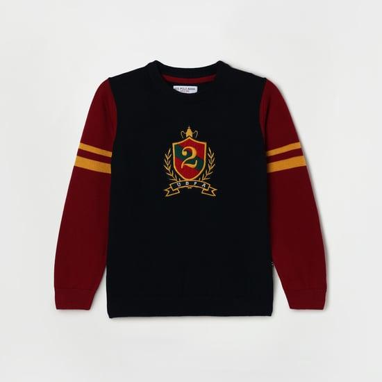U.S. POLO ASSN. KIDS Boys Embroidered Full Sleeves Sweater
