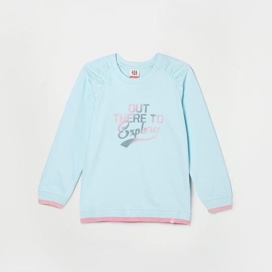 ED-A-MAMMA Girls Typographic Printed Raglan Sleeve Sweatshirt