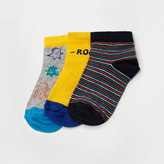 FAME FOREVER Boys Printed Ankle-Length Socks - Set of 3