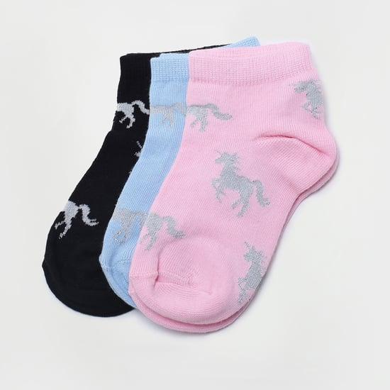 FAME FOREVER Girls Printed Ankle-Length Socks - Set Of 3