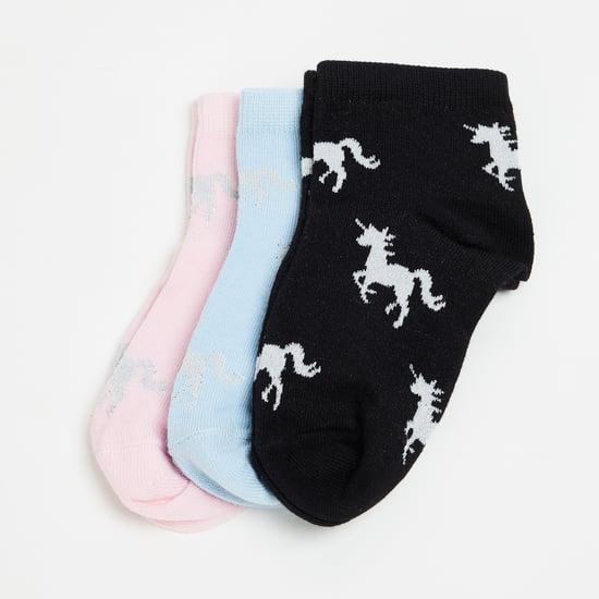 FAME FOREVER Girls Printed Ankle-Length Socks - Set of 3