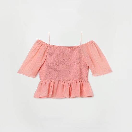 AND Girls Textured Off-Shoulder Casual Top