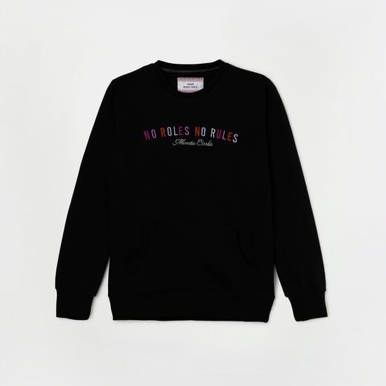 MONTE CARLO Girls Embroidered Round Neck Sweatshirt