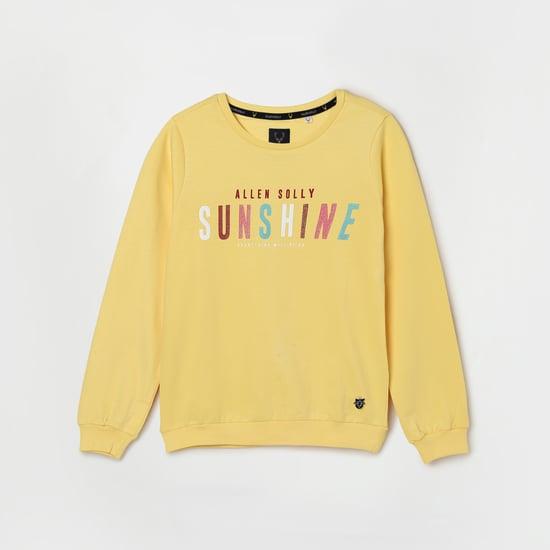 ALLEN SOLLY Girls Typographic Printed Sweatshirt