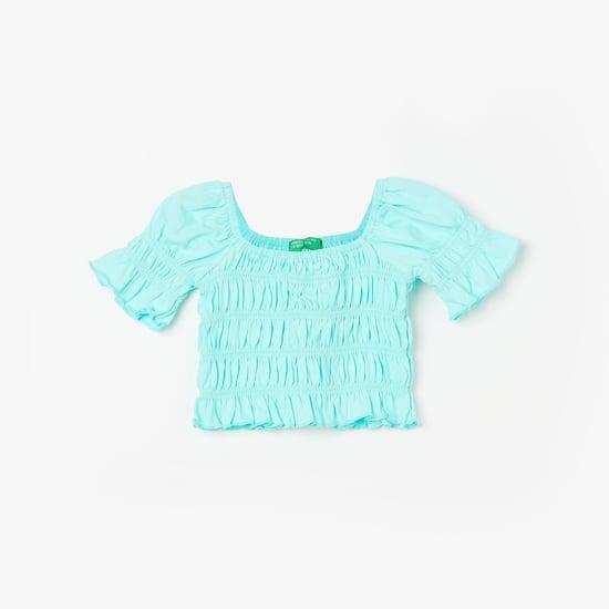 united-colors-of-benetton-girls-textured-ruched-puff-sleeve-top