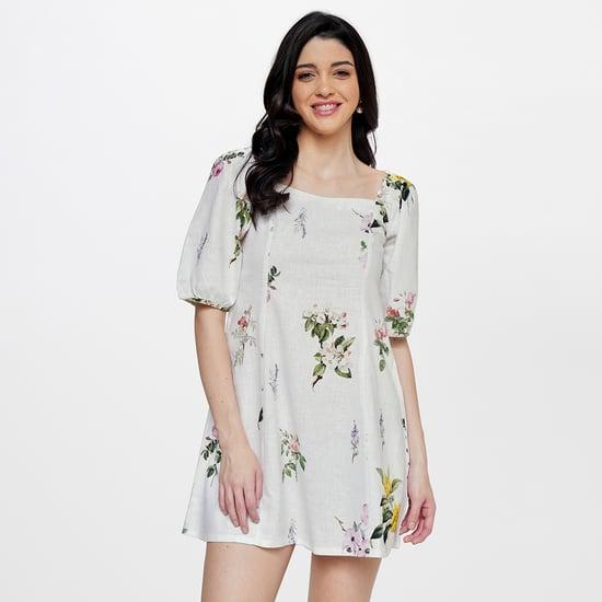 and-women-floral-printed-square-neck-a-line-dress