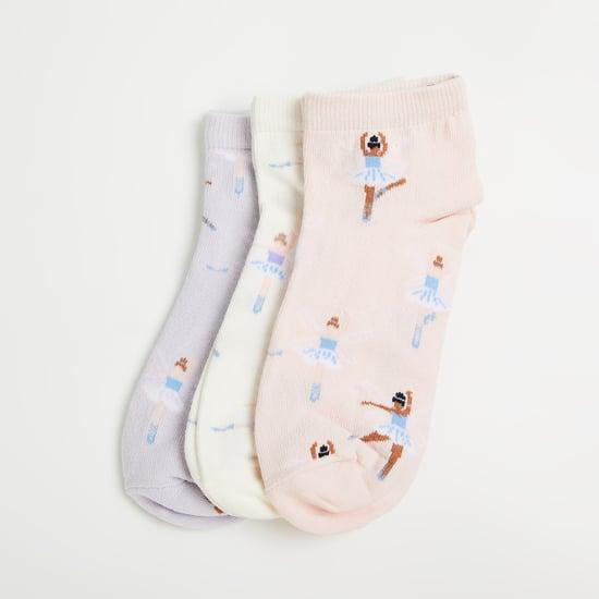 FAME FOREVER Girls Printed Ankle-Length Socks - Pack of 3