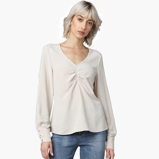 only-women-solid-v-neck-top