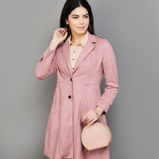 CODE Women Solid Single-Breasted Coat