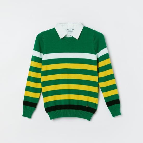 FAME FOREVER Boys Striped Collared Sweater