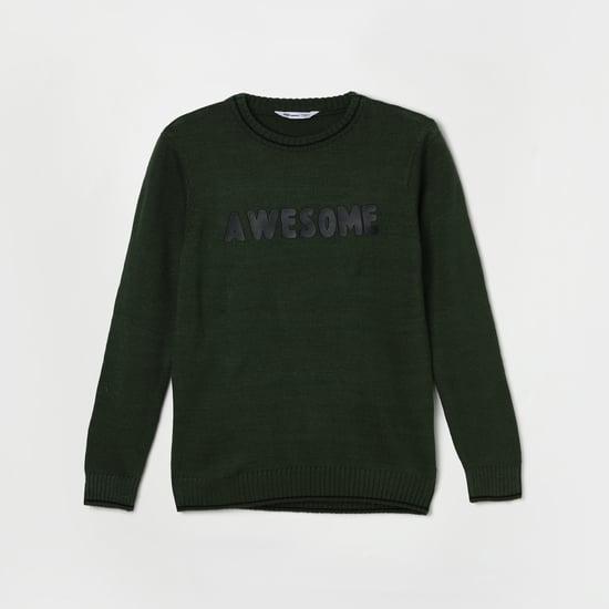 FAME FOREVER Boys Typographic Applique Detailed Sweater