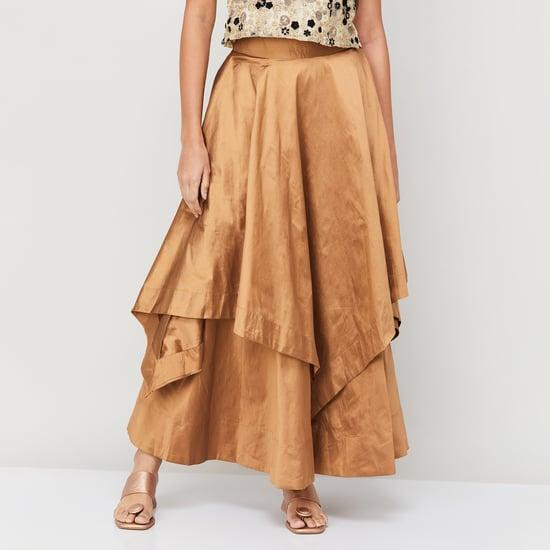 DE MOZA Women Solid Asymmetric Skirt