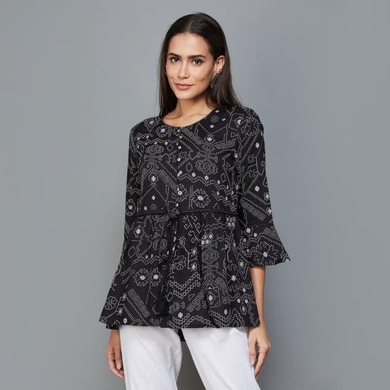 w-women-printed-round-neck-casual-top