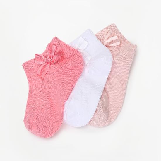 FAME FOREVER Girls Solid Bow-Detailed Socks - Pack of 3