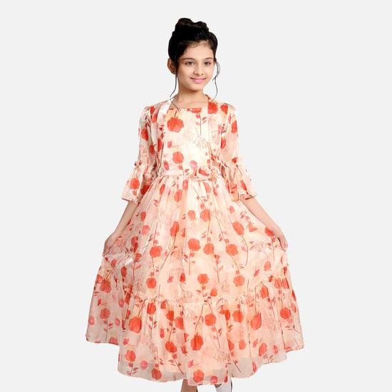 TINY GIRL Girls Floral Printed Maxi Dress
