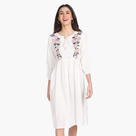 flying-machine-women-floral-embroidered-flared-midi-dress