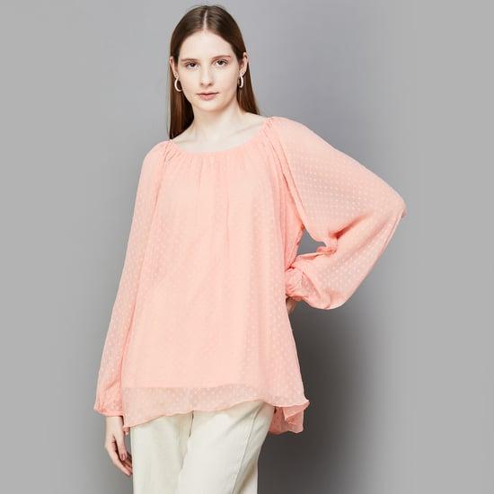 AND Women Textured Boat Neck Top
