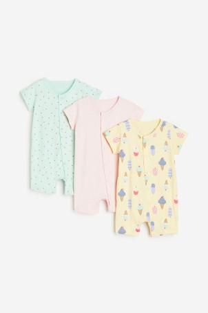 3-pack cotton sleepsuits