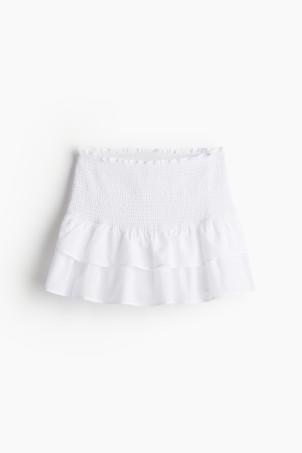 Smocked-waist tiered skirt