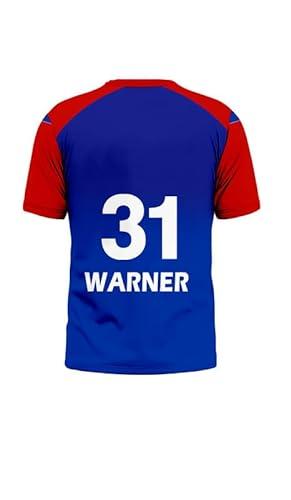 Sports India IPL Cricket Team T Shirt Jersey for (Kid's, Boy's & Mens) New Latest 2024 L810 8048 Delhi DC Warner 31 (30, DE_WA_IP24)