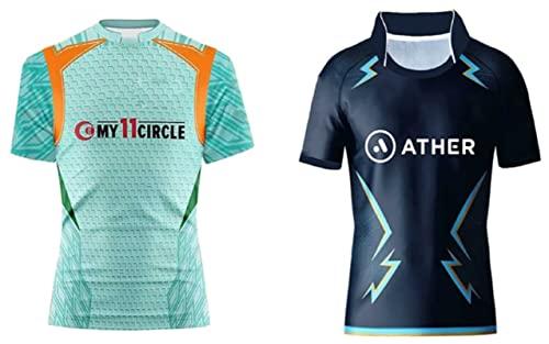 Lucknow Cricket Jersey|Lucknow Rahul 1 Jersey|Gujarat Cricket Jersey|Gujarat Jersey Hardik 2023 (Boys & Kids)(15-16Years) Multicolour