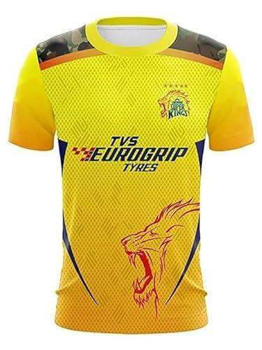Chennai Jersey MS Dhoni 7 - Chennai Cricket Team Half Sleeve Jersey 2024_Boys & Men(Large 40) Multicolour