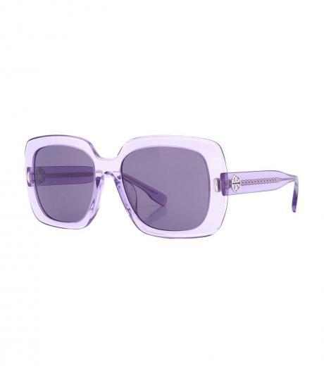 Light Purple Clear Square Sunglasses