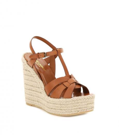 Brown T-Strap Wedges