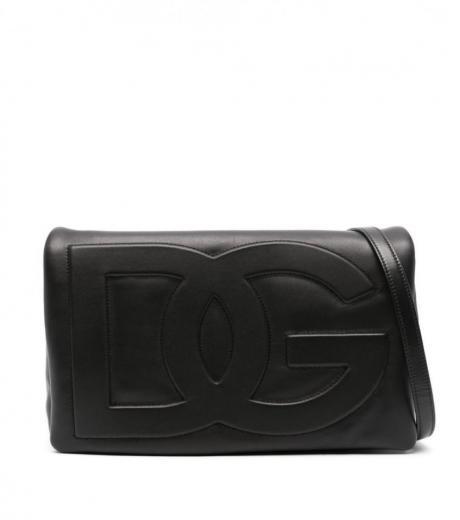 Black DG Logo Leather Crossbody Bag