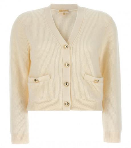 White Logo Buttons Cardigan