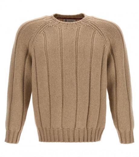 Beige Ribbed Sweater