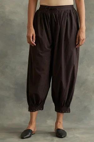 dark-brown-pleated-hem-salwar-pants