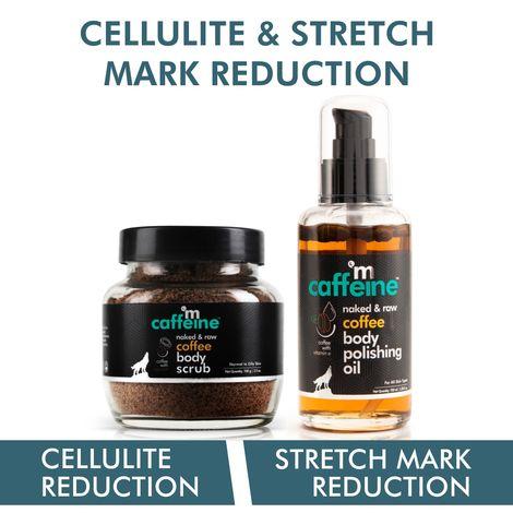 mCaffeine Coffee Cellulite & Stretch Mark Reduction Duo | Body Scrub, Body Oil | All Skin | Paraben & Mineral Oil Free 200 gm