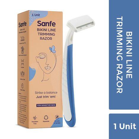 Sanfe Trimming and Hair Removal Body Razor for Women | For Painless Hair Removal with Stainless Steel Blade, Firm Grip (Pack of 1) and Hair Removal Reusable Soft Body Bikini Line Trimming Razor