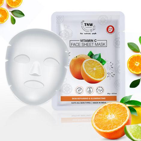 TNW - The Natural Wash Vitamin C Face Sheet Mask For Repairing and Illuminating Skin | All Skin Type (20 g)