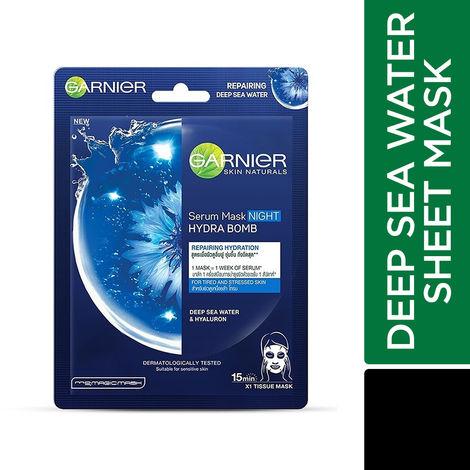 Garnier Skin Naturals Night Serum Sheet Mask with Deep Sea Water - For Tired & Stressed Skin