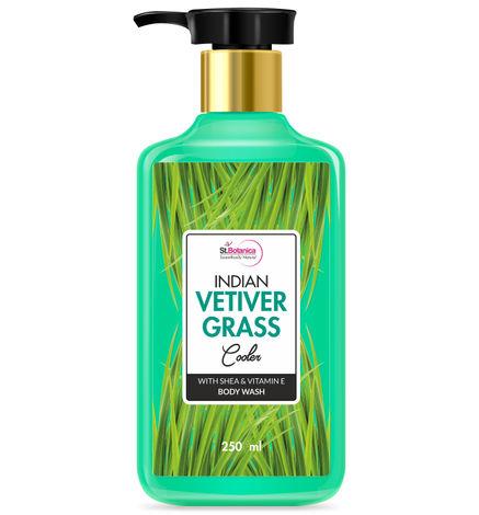 St Botanica Indian Vetiver Grass Cooler Body Wash - With Shea & Vitamin E (Shower Gel), 250 ml