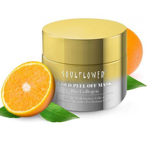 soulflower-herbal-gold-peel-off-mask-with-bio-collagen-and-vitamin-c,-dissolve-dull-surface-cells-&-minimize-wrinkles-for-instant-glow,-100g