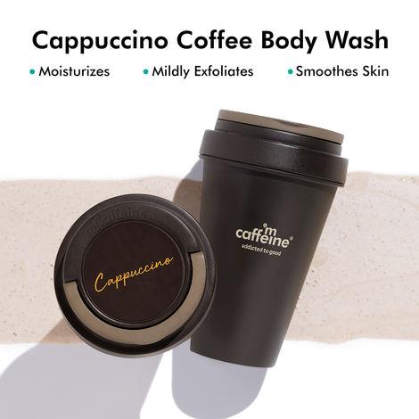 mCaffeine Cappuccino Body Wash with Coffee Scrub for Women and Men | Moisturizes, Gently Exfoliates & Nourishes for Soft & Smooth Skin | Soap-Free Shower Gel - 300ml