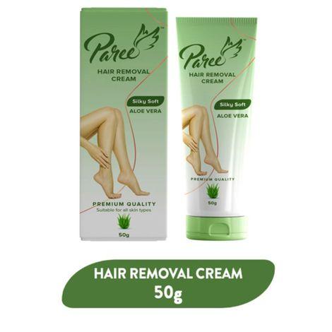 Paree Hair Removal Cream for Women - 50gm | Silky Soft Smoothing Skin with Aloe Vera Extract | Enriched with Shea Butter | Suitable for Legs, Arms & Underarms | Non Toxic - Skin Friendly
