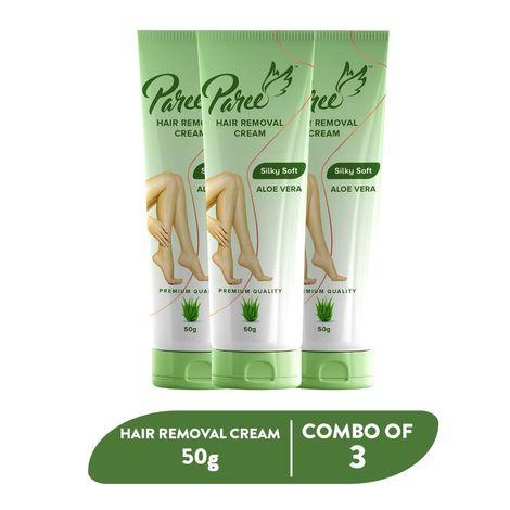 Paree Hair Removal Cream for Women - 150g (Pack of 3) | Silky Soft Smoothing Skin with Aloe Vera Extract | Enriched with Shea Butter | Suitable for Legs, Arms & Underarms | Non Toxic - Skin Friendly