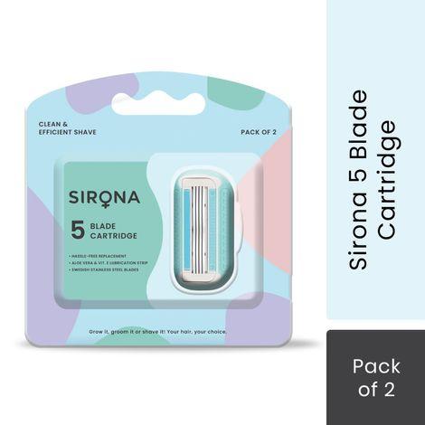 Sirona Hair Removal Razor Blades/Refills/Cartridges for Women – Pack of 2 with 5 Swedish Stainless Steel Blade, Aloe Vera & Vitamin E Lubrication Strip